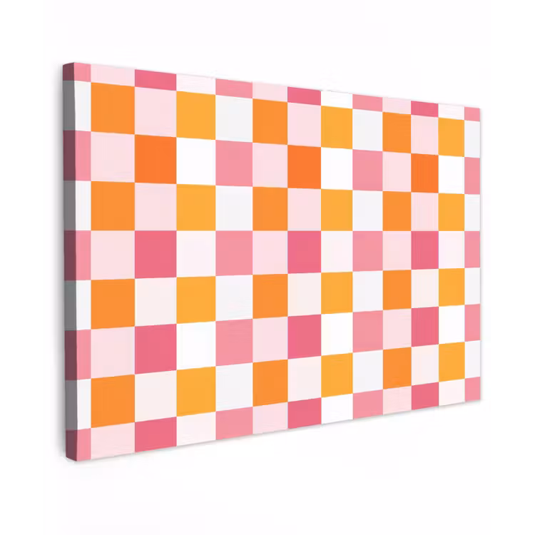 Patroon - Vierkant - Roze Tuinposter op houten frame 2 cm dik klein 845 -3d
