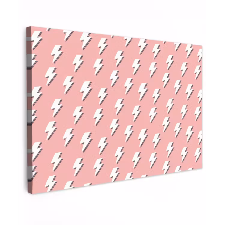 Patroon - Wit - Bliksem - Roze Tuinposter op houten frame 2 cm dik klein 845 -3d