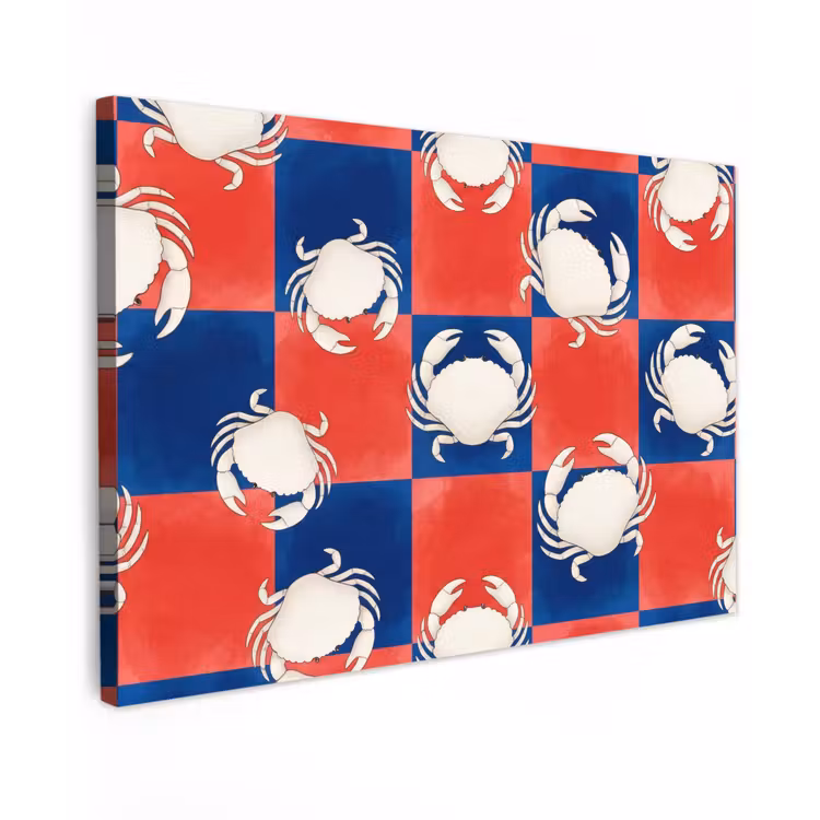Patroon - Zeeleven - Rood - Blauw - Abstract Tuinposter op houten frame 2 cm dik klein -3d