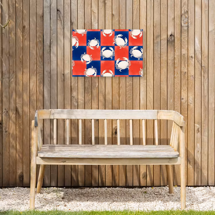 Patroon - Zeeleven - Rood - Blauw - Abstract Tuinposter op houten frame 2 cm dik klein -sfeer4