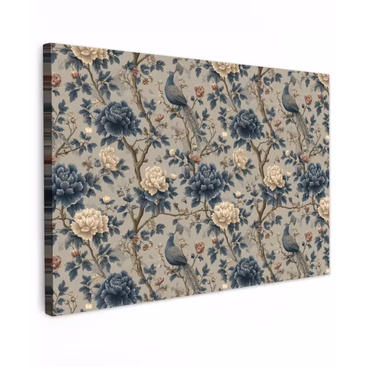 Pauw - Bloemen - Blauw Tuinposter op houten frame 2 cm dik klein 845 -3d