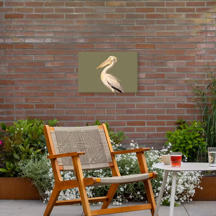 Pelikaan - Wit - Vogel - Klassiek - Natuur Tuinposter op houten frame 2 cm dik klein -sfeer3