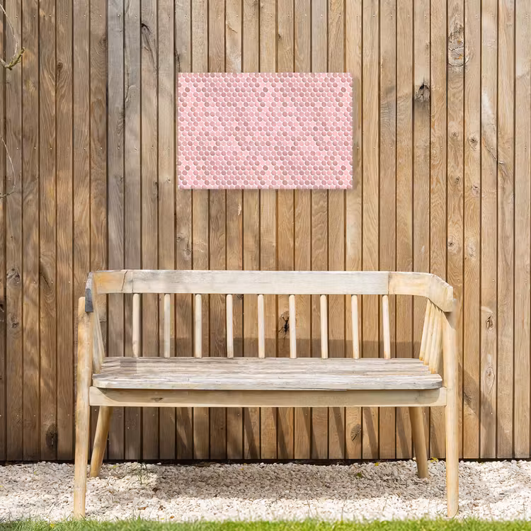 Penny - Mozaïek - Lichtroze Tuinposter op houten frame 2 cm dik klein 845 -sfeer4