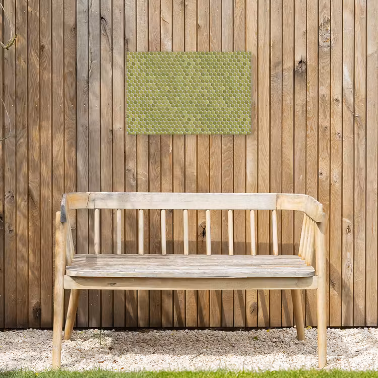 Penny - Mozaïek - Olijfgroen Tuinposter op houten frame 2 cm dik klein 845 -sfeer4