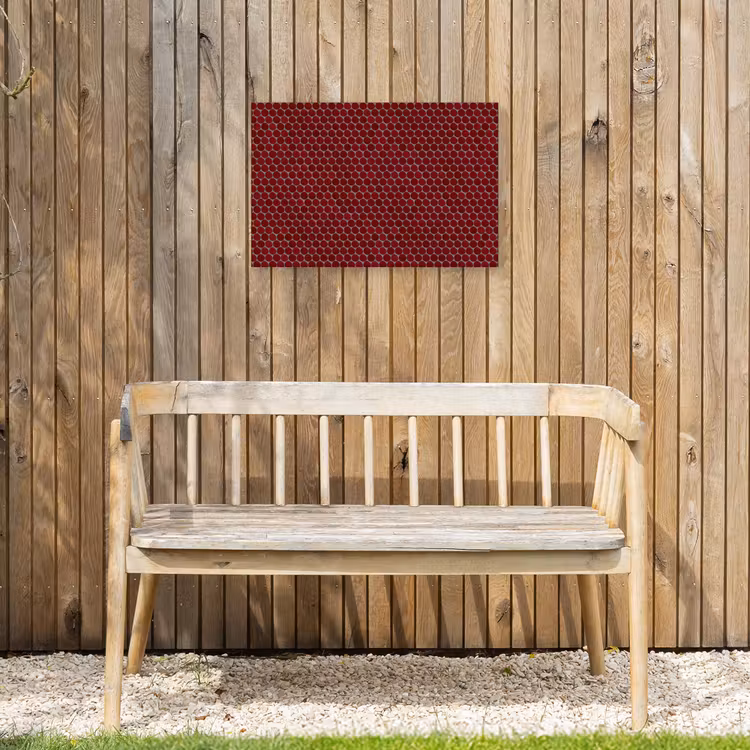 Penny - Mozaïek - Rond - Rood Tuinposter op houten frame 2 cm dik klein 845 -sfeer4