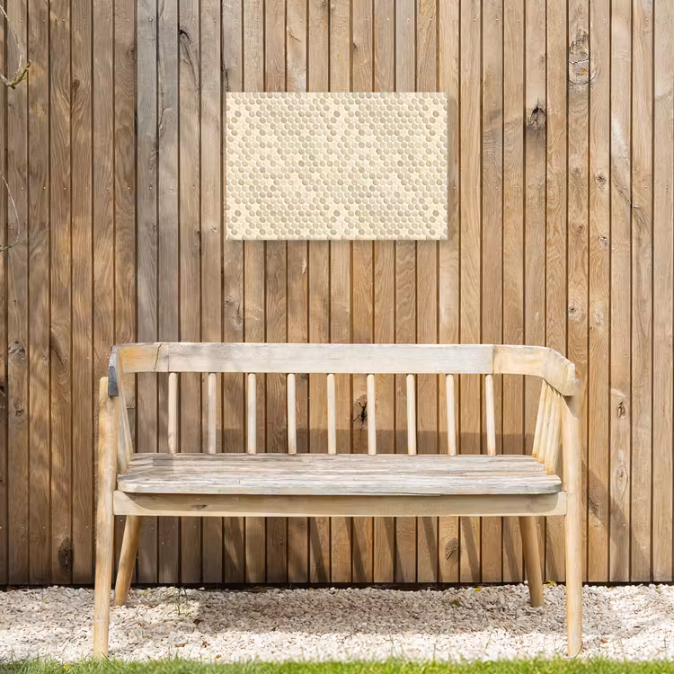 Penny - Mozaïek - Zand Tuinposter op houten frame 2 cm dik klein 845 -sfeer4