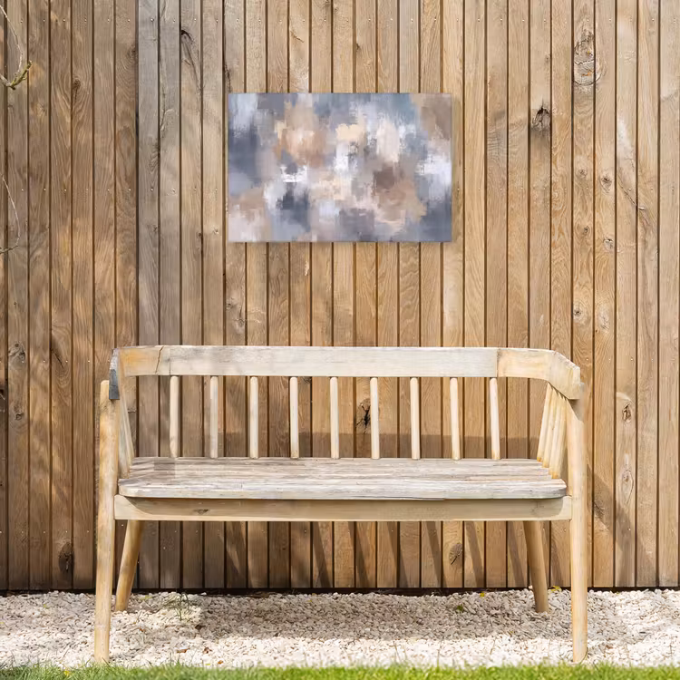 Penseelstreken - Schilderij - Beige Tuinposter op houten frame 2 cm dik klein -sfeer4
