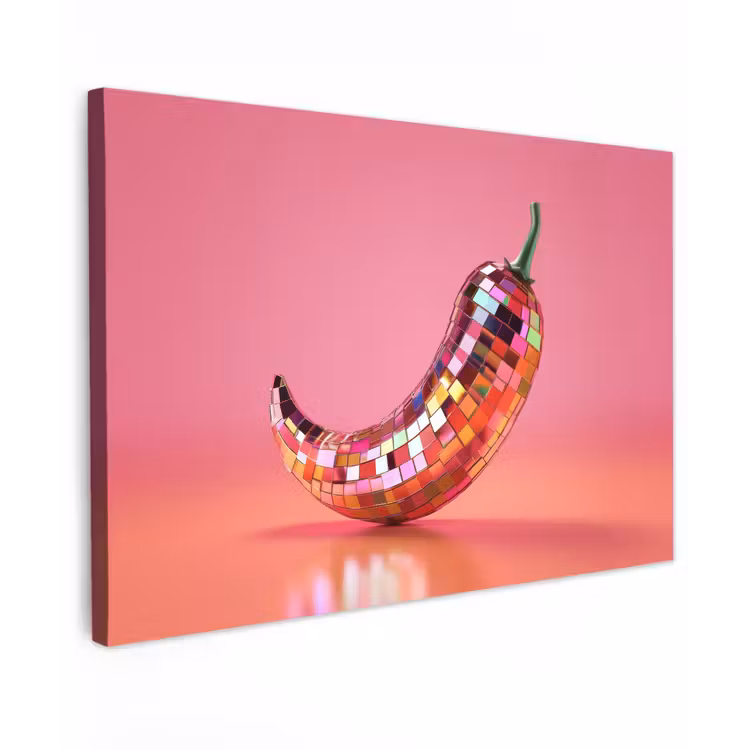 Peper - Disco - Rood - Glitter Tuinposter op houten frame 2 cm dik klein -3d