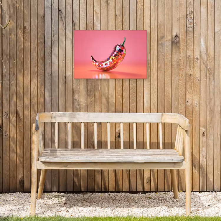 Peper - Disco - Rood - Glitter Tuinposter op houten frame 2 cm dik klein -sfeer4
