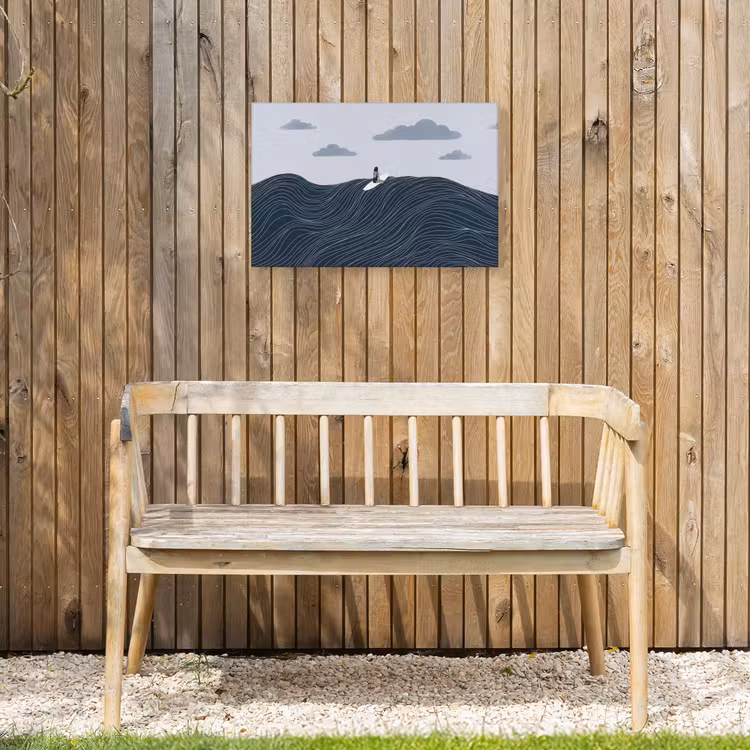 Persoon - Surfen - Oceaan - Natuur - Modern Tuinposter op houten frame 2 cm dik klein -sfeer4