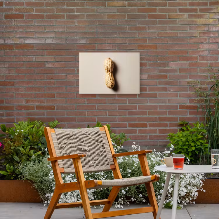 Pinda - Ruw - Beige Tuinposter op houten frame 2 cm dik klein -sfeer3