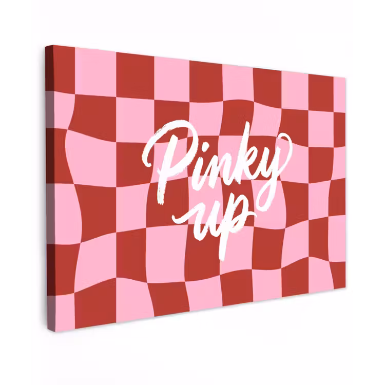 Pinky up - Geblokt - Bordeauxrood Tuinposter op houten frame 2 cm dik klein -3d
