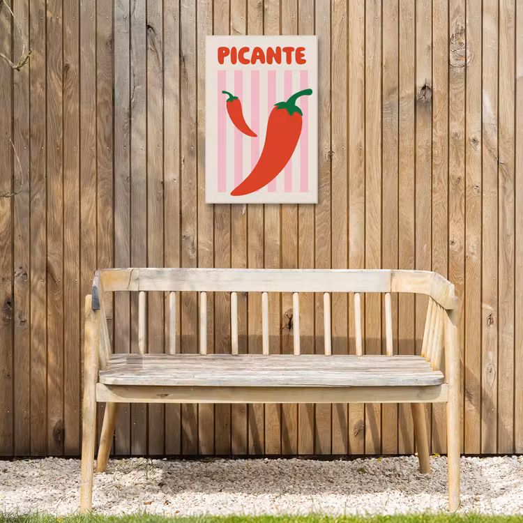 Pittig - Pepers - Rood Tuinposter op houten frame 2 cm dik klein -sfeer4