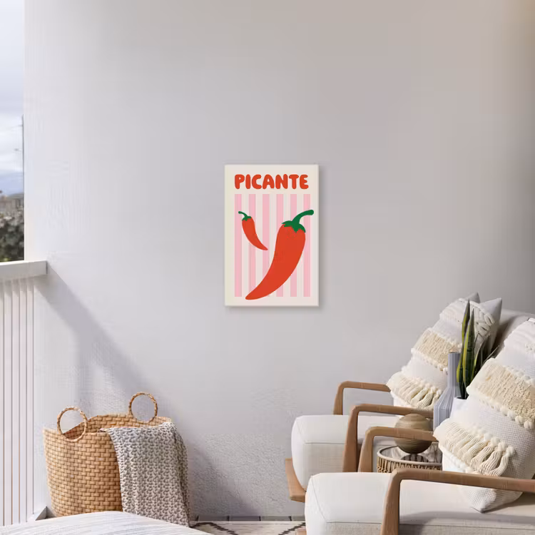 Pittig - Pepers - Rood Tuinposter op houten frame 2 cm dik klein -sfeer1