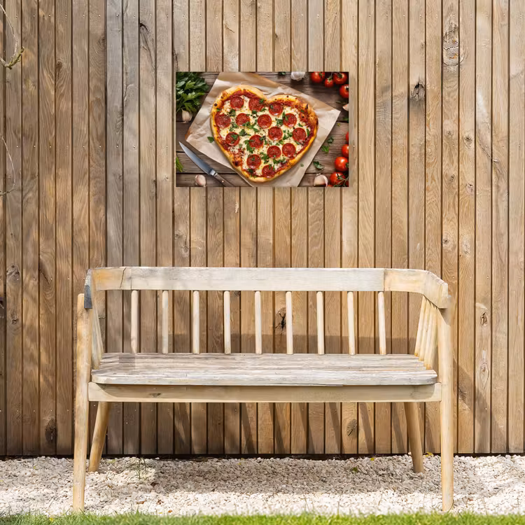 Pizza - Hart - Pepperoni - Tomaat Tuinposter op houten frame 2 cm dik klein -sfeer4