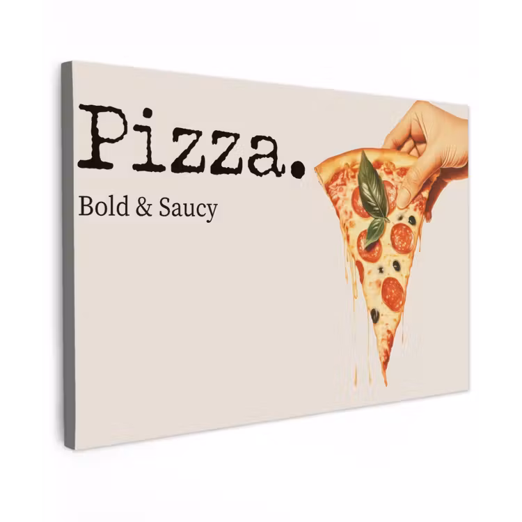 Pizza - Kaas - Pepperoni Tuinposter op houten frame 2 cm dik klein -3d