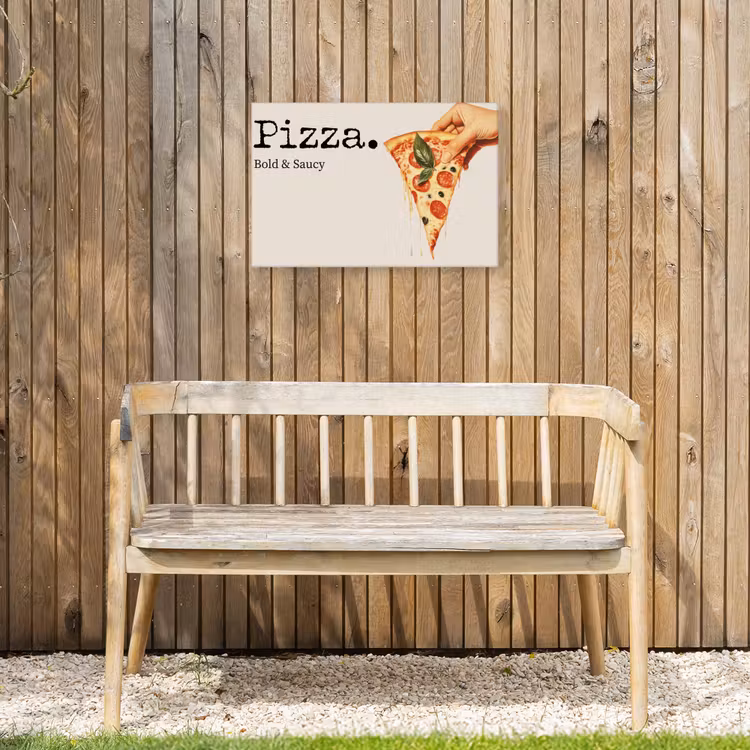 Pizza - Kaas - Pepperoni Tuinposter op houten frame 2 cm dik klein -sfeer4