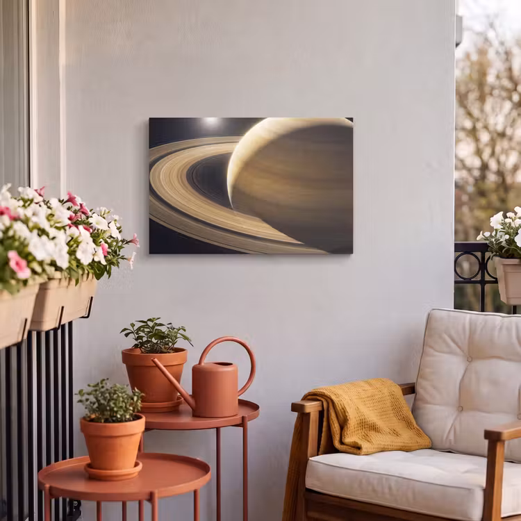 Buiten canvas - Planeet - Ringen - Ruimte - Planeet - Ringen - Ruimte Tuinposter op houten frame 2 cm dik klein