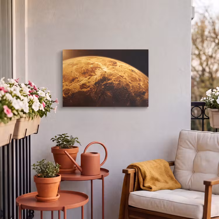 Buiten canvas - Planeet - Ruimte - Oranje - Planeet - Ruimte - Oranje Tuinposter op houten frame 2 cm dik klein