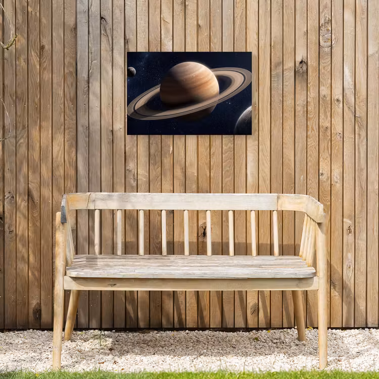 Planeten - Saturnus - Ruimte Tuinposter op houten frame 2 cm dik klein -sfeer4