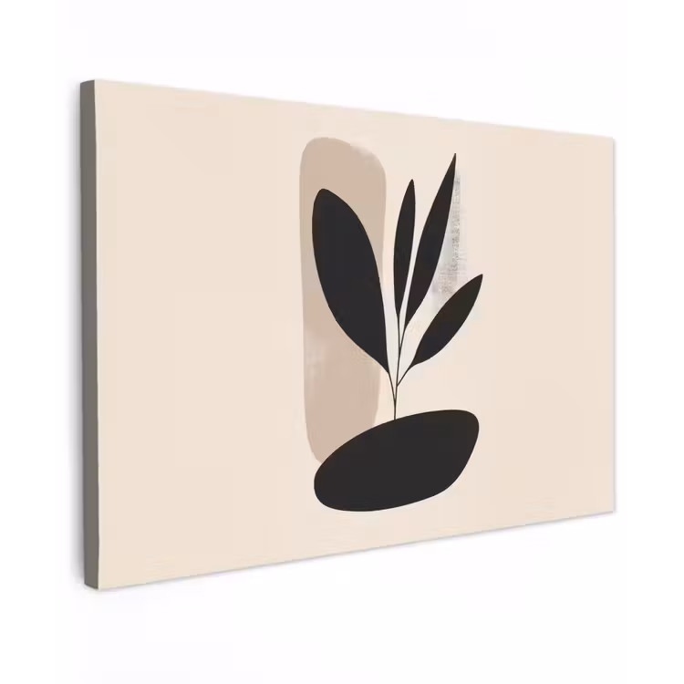Plant - Beige - Japandi Tuinposter op houten frame 2 cm dik klein -3d