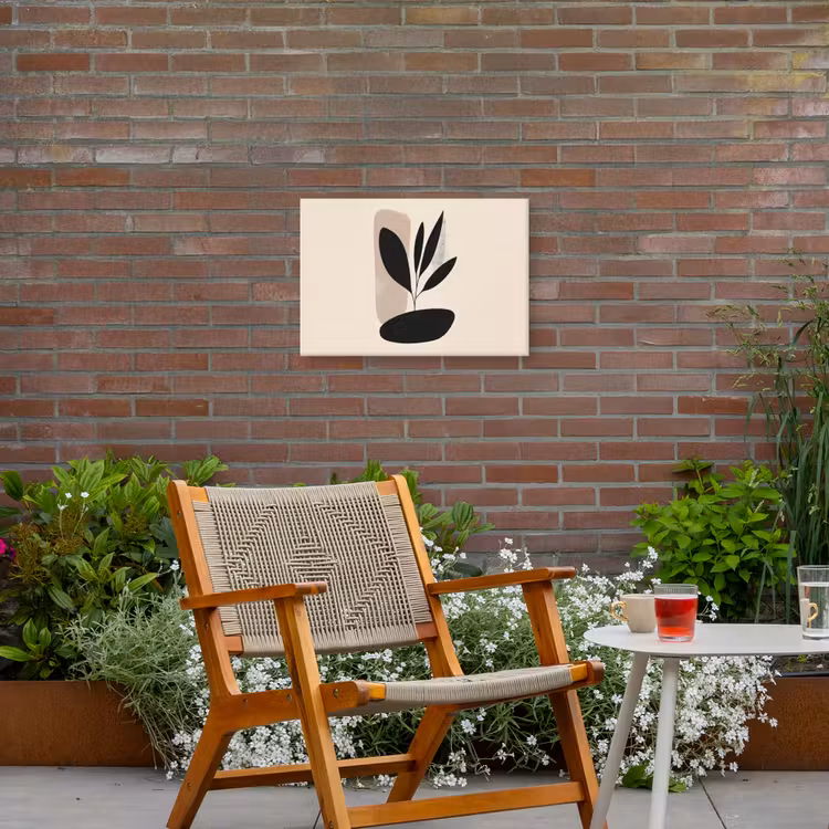 Plant - Beige - Japandi Tuinposter op houten frame 2 cm dik klein -sfeer3