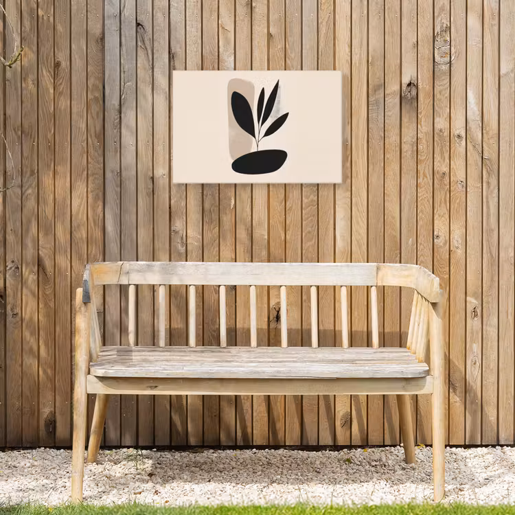 Plant - Beige - Japandi Tuinposter op houten frame 2 cm dik klein -sfeer4