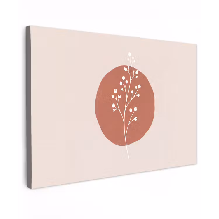Plant - Tak - Abstract - Modern - Wit Tuinposter op houten frame 2 cm dik klein -3d