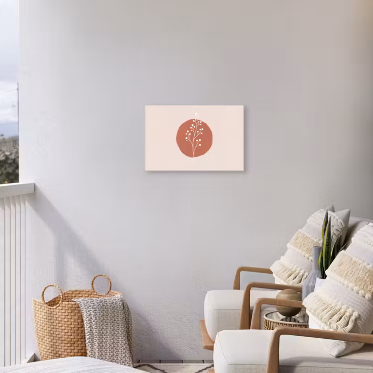 Plant - Tak - Abstract - Modern - Wit Tuinposter op houten frame 2 cm dik klein -sfeer1