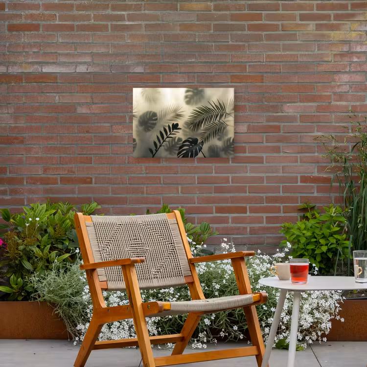 Planten - Bladeren - Schaduwen - Groen - Modern Tuinposter op houten frame 2 cm dik klein -sfeer3
