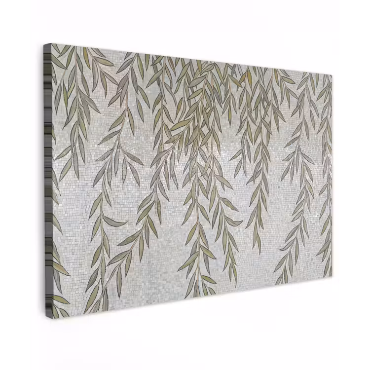 Planten - Mozaïek - Patroon - Groen - Blauw Tuinposter op houten frame 2 cm dik klein -3d