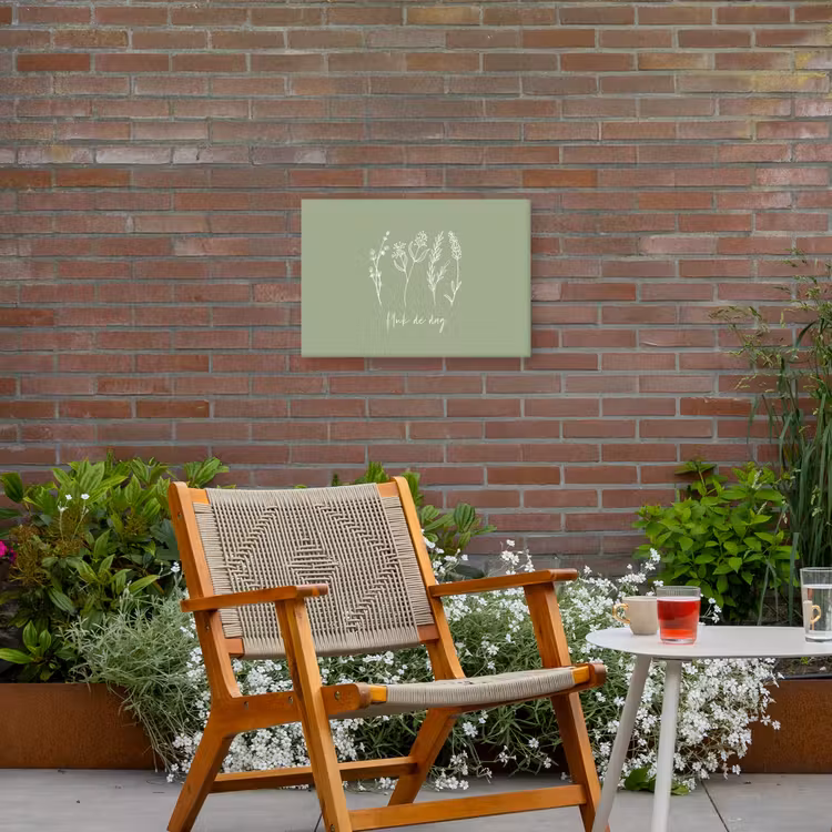 Pluk de Dag Tuinposter op houten frame 2 cm dik klein -sfeer3
