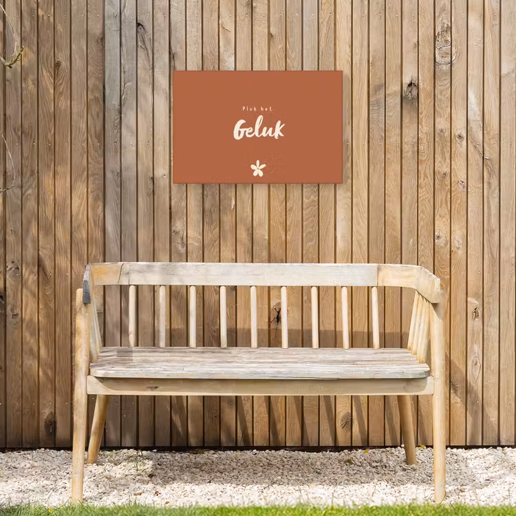 Pluk het Geluk Tuinposter op houten frame 2 cm dik klein -sfeer4