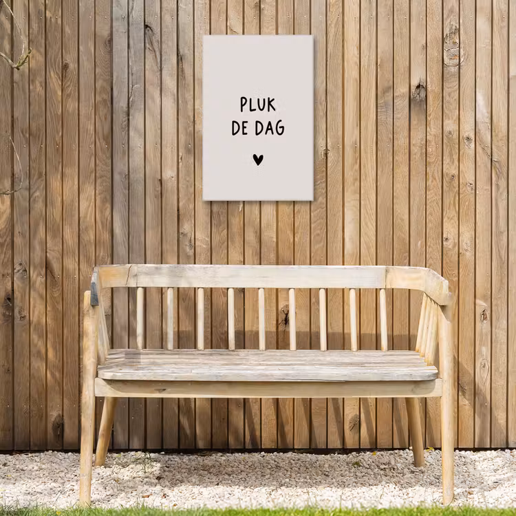 plukdedag-beige Tuinposter op houten frame 2 cm dik klein -sfeer4