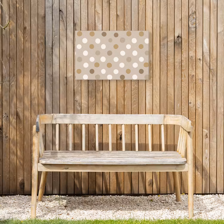 Polka - Dots - Beige Tuinposter op houten frame 2 cm dik klein 845 -sfeer4