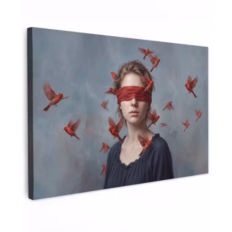 Portret - Krachtig - Rood Tuinposter op houten frame 2 cm dik klein -3d