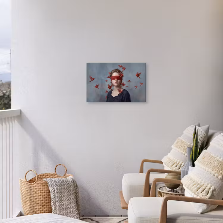 Portret - Krachtig - Rood Tuinposter op houten frame 2 cm dik klein -sfeer1