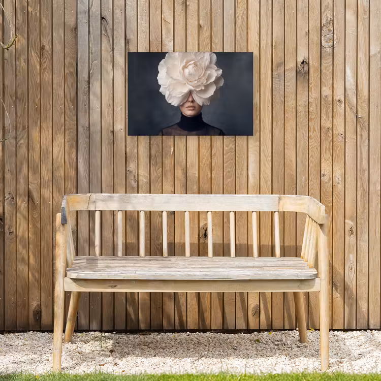 Portret - Mysterieus - Wit Tuinposter op houten frame 2 cm dik klein -sfeer4