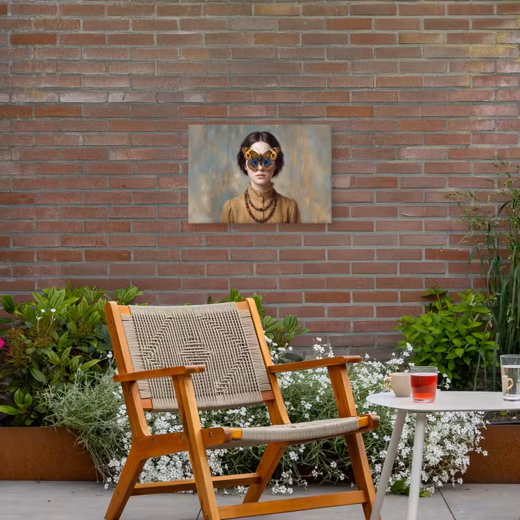 Portret - Vlinder - Kleurrijk Tuinposter op houten frame 2 cm dik klein -sfeer3