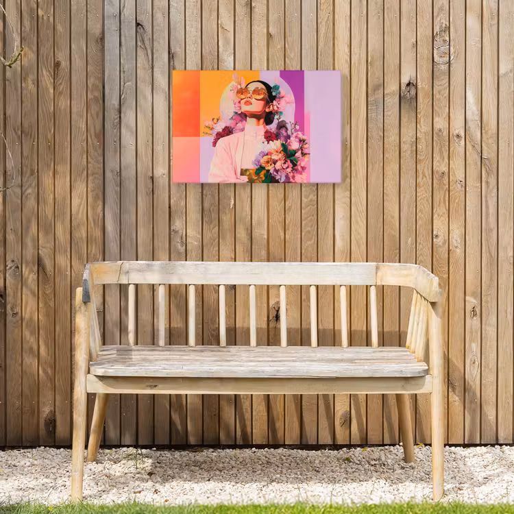 Portret - Vrouw - Abstract - Bloemen Tuinposter op houten frame 2 cm dik klein -sfeer4