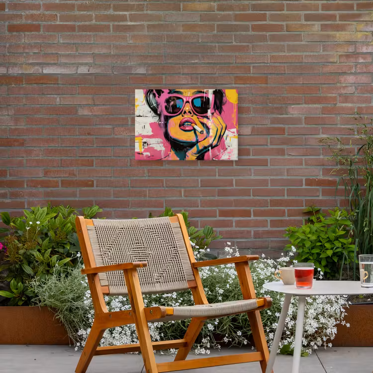 Portret - Vrouw - Abstract - Zonnebril Tuinposter op houten frame 2 cm dik klein -sfeer3
