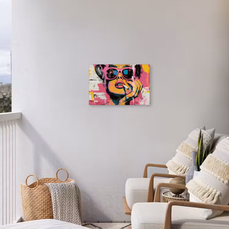Portret - Vrouw - Abstract - Zonnebril Tuinposter op houten frame 2 cm dik klein -sfeer1