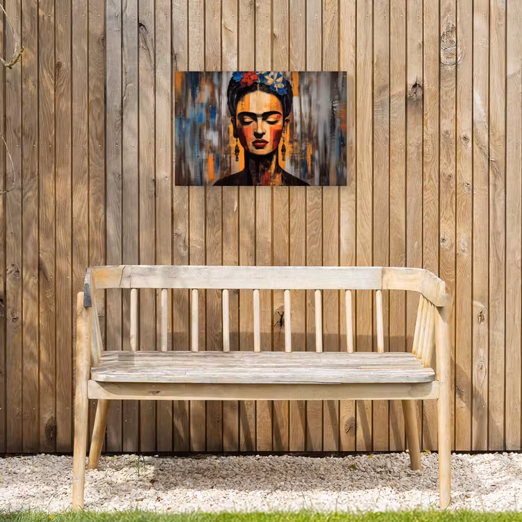 Portret - Vrouw - Bloemen Tuinposter op houten frame 2 cm dik klein -sfeer4