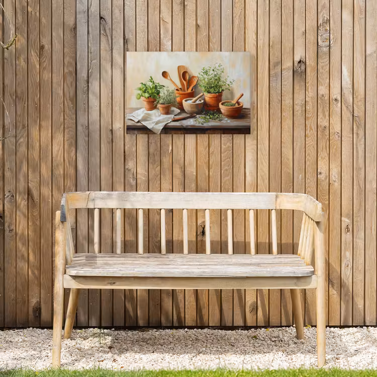 Potten - Kruiden - Hout Tuinposter op houten frame 2 cm dik klein -sfeer4