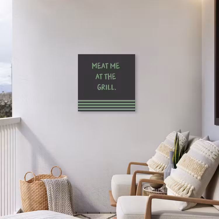 Quote - Groen - Grill - Zomer Tuinposter op houten frame 2 cm dik middel -sfeer1