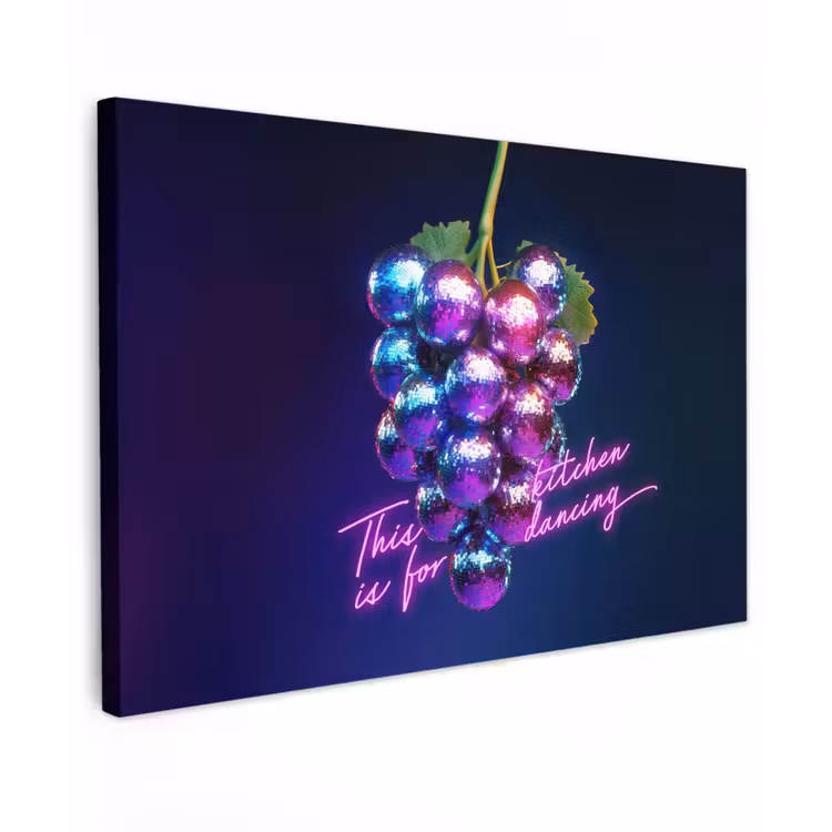 Quote - Neon - Disco - Druiven Tuinposter op houten frame 2 cm dik klein -3d