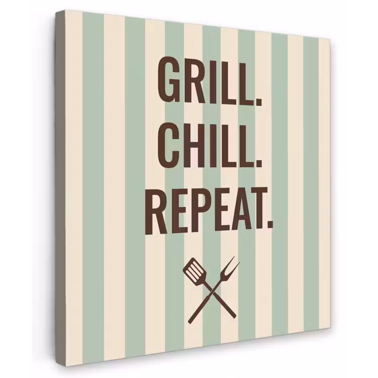 Quote - Strepen - Grill Tuinposter op houten frame 2 cm dik middel -3d