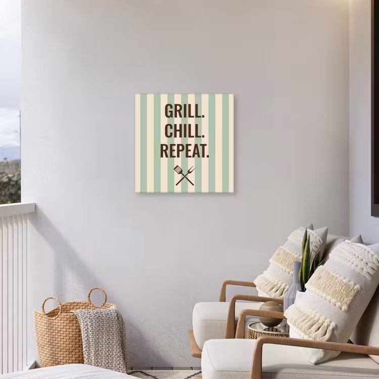 Quote - Strepen - Grill Tuinposter op houten frame 2 cm dik middel -sfeer1