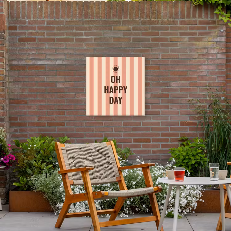 Quote - Zomer - Strepen Tuinposter op houten frame 2 cm dik middel -sfeer3