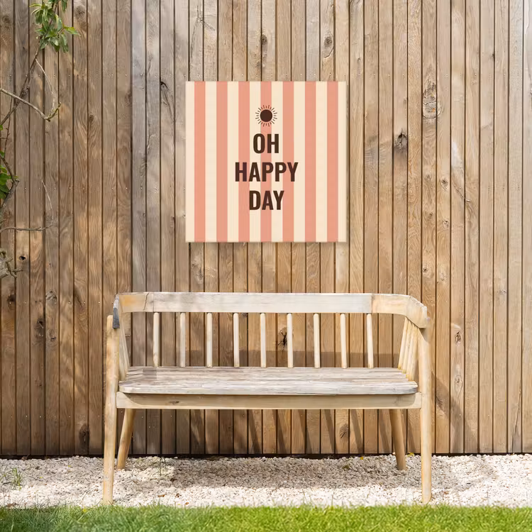 Quote - Zomer - Strepen Tuinposter op houten frame 2 cm dik middel -sfeer4